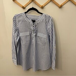 Talbots Blue and White Striped Blouse
